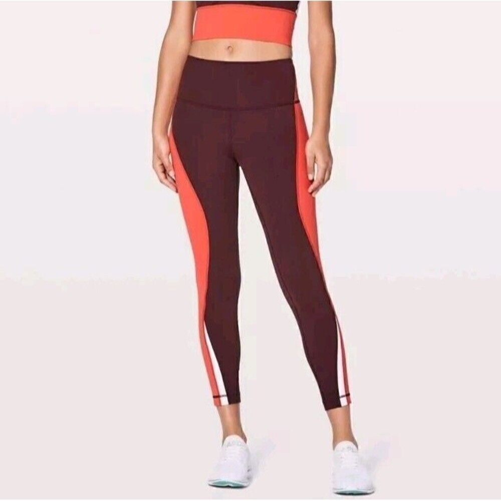 Lululemon Kick Serve Sweat Leggings Athleisure Workout Size 4 Burgundy